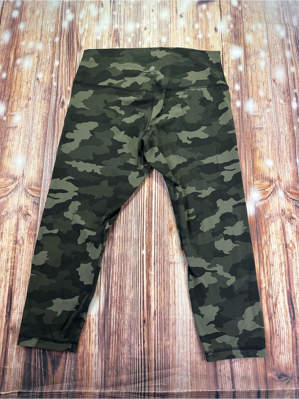 Lululemon Athletica Align Leggings Green Camo High Rise Cropped Size 14